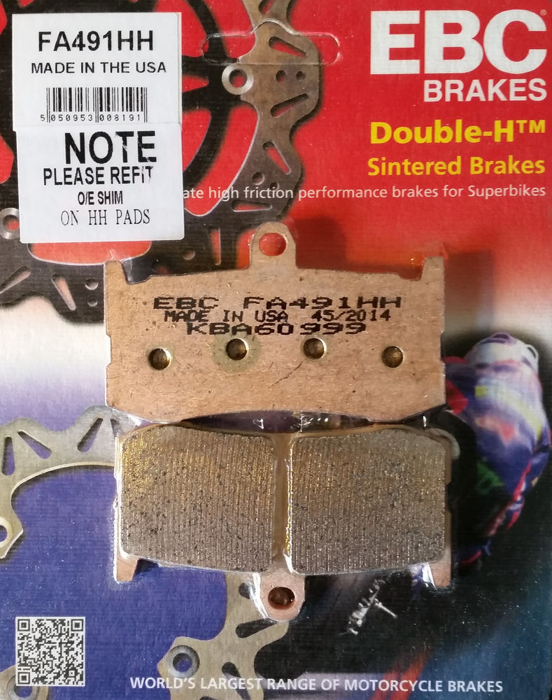 EBC Brakes Double-H Sintered Superbike Brake Pads Front - FA491HH EBC Brakes Double-H Sintered Superbike Brake Pads Front - FA491HH